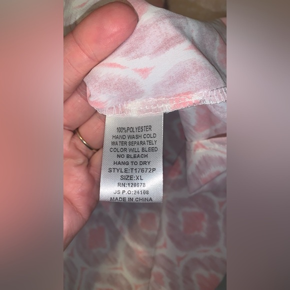 Entro pink peasant blouse balloon sleeves chiffon ikat print purple XL - Picture 3 of 6